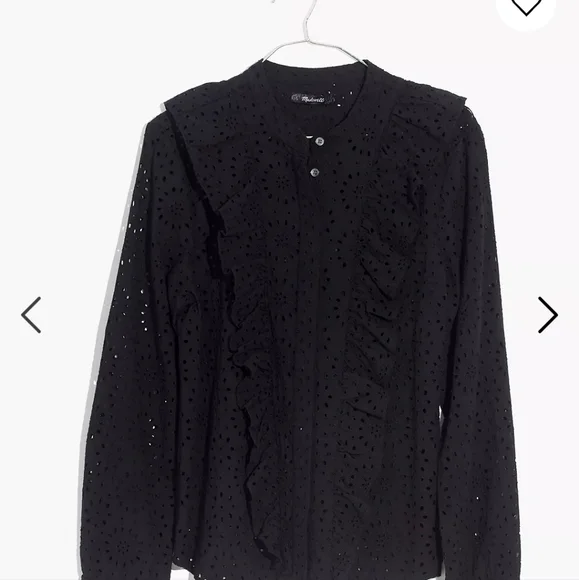 Madewell Eyelet Ruffle Front Blouse Size Medium - Picture 3 of 11